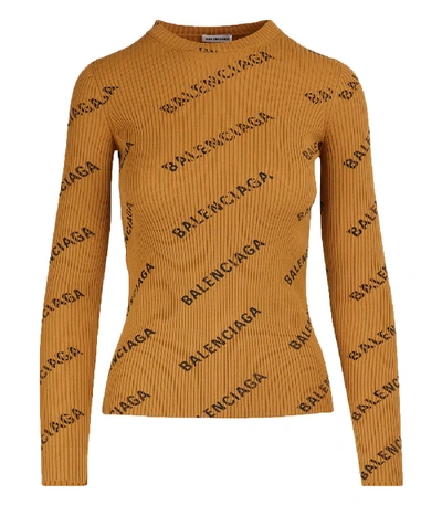 Shop Balenciaga Logo Crewneck Sweater In Orange