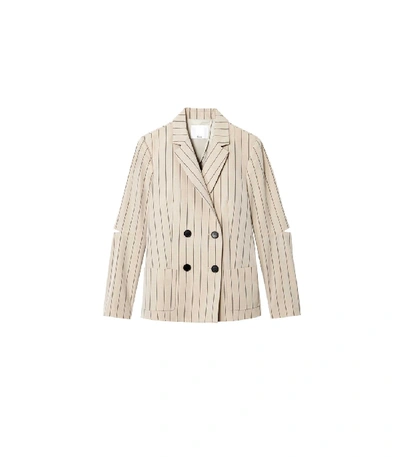 Shop Tibi Tropical Wool Blazer With Sleeve Slit In Hazelwood Multi