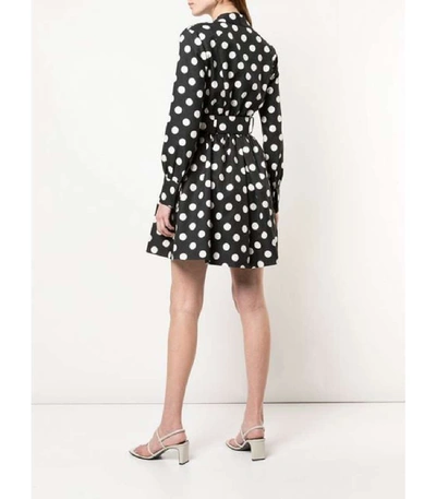 Shop Rebecca De Ravenel Field Mini Polka Dot Dress In Black And White