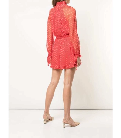 Shop Zimmermann Tienk Sheer Polka Dot Romper In Red