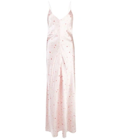 Shop Ganni Blakely Silk Floral Maxi Slip Dress In Pink