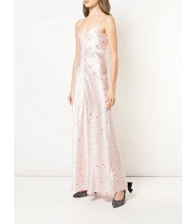 Shop Ganni Blakely Silk Floral Maxi Slip Dress In Pink