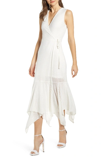 Shop Bailey44 Madeleine Sheer Stripe Wrap Dress In Chalk