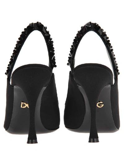 Shop Dolce & Gabbana Charmeuse Slingback Pumps In Black