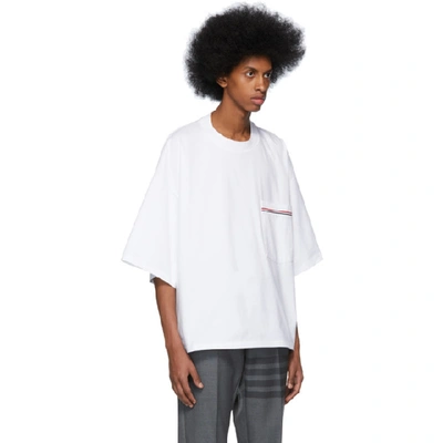 Shop Thom Browne White Oversized Pocket T-shirt In 100 White