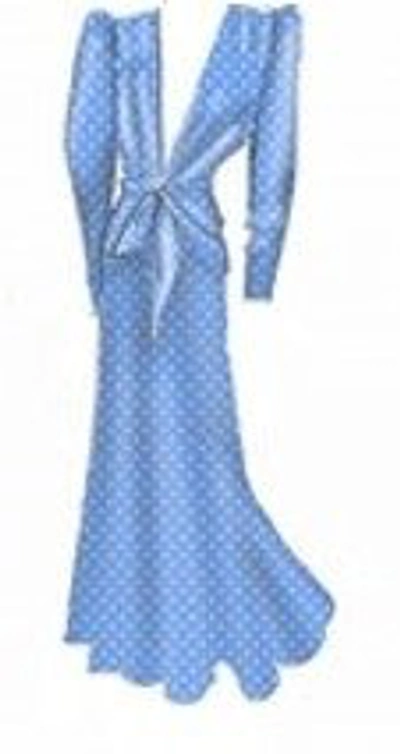 Shop Alessandra Rich Silk Polka Dot V-neck Midi Dress In Blue