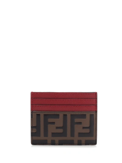 Shop Fendi Ff Monogram Cardholder In Red