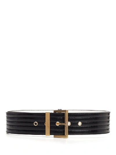 Shop Givenchy Buckle Stitched Belt In Black