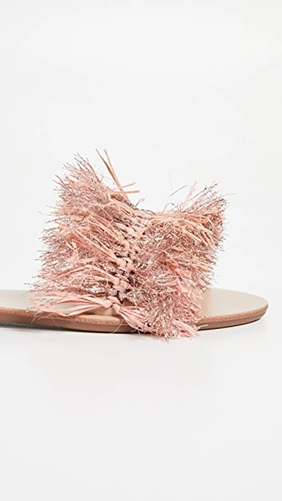 Shop Loeffler Randall Katie Raffia Plank Slides In Ballet/rose Gold