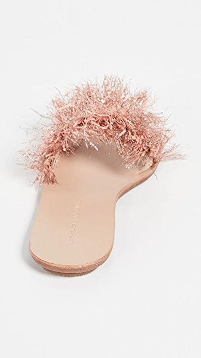 Shop Loeffler Randall Katie Raffia Plank Slides In Ballet/rose Gold