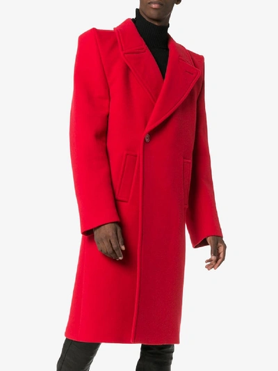 Shop Balenciaga Single-breasted Wool Peacoat In Red