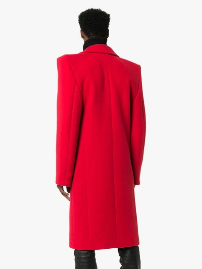 Shop Balenciaga Single-breasted Wool Peacoat In Red