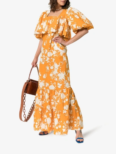Shop Johanna Ortiz Listen To Your Heart Floral-print Maxi Dress In Orange