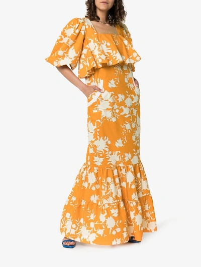 Shop Johanna Ortiz Listen To Your Heart Floral-print Maxi Dress In Orange