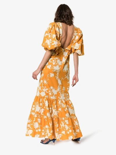 Shop Johanna Ortiz Listen To Your Heart Floral-print Maxi Dress In Orange