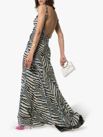 Shop Etro Zebra-print Ruffled Silk Maxi Dress In Multicoloured