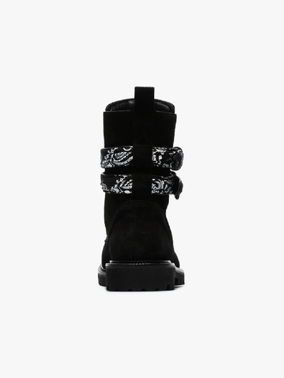 Shop Amiri Black Bandana Strap Leather Combat Boots