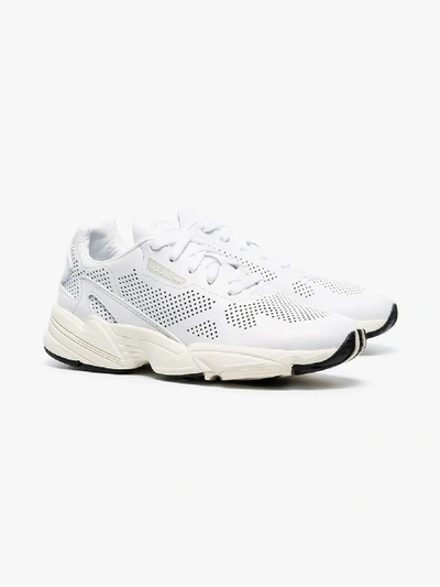 Shop Adidas Originals Adidas White Falcon Perforated Leather Sneakers