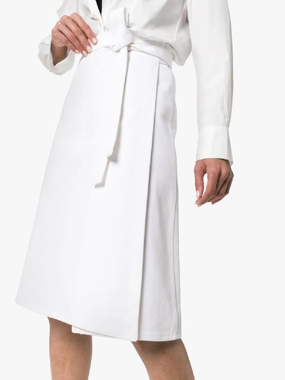 Shop A_plan_application High-waisted Cotton Wrap Skirt In White
