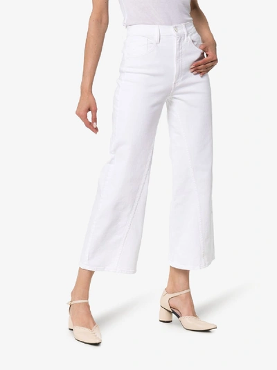Shop 3x1 Aimee Wide-leg Cropped Jeans In White