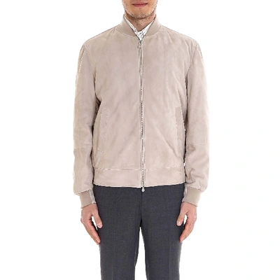 Shop Brunello Cucinelli Suede Bomber Jacket In Beige