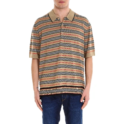 Shop Burberry Striped Polo Shirt In Multi