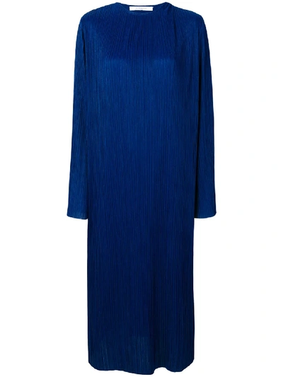 Shop Givenchy Long Pleated Dress - Blue