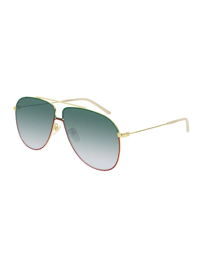 Shop Gucci Gradient Aviator Sunglasses In Green