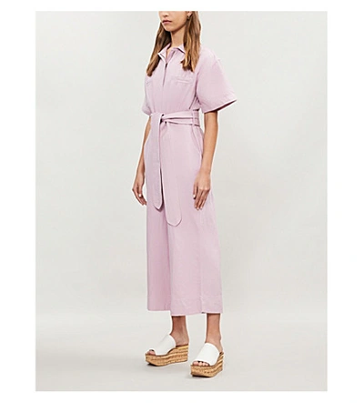 Shop Apiece Apart Balaere Cotton And Linen-blend Jumpsuit In Lilac