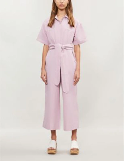 Shop Apiece Apart Balaere Cotton And Linen-blend Jumpsuit In Lilac
