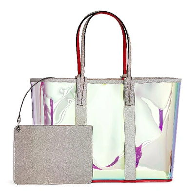Shop Christian Louboutin Cabata Holographic Vinyl And Glitter Tote In Multi/transparent