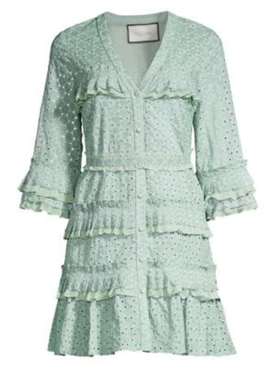 Shop Alexis Audrea Ruffle Cotton Dress In Aquarelle Mist