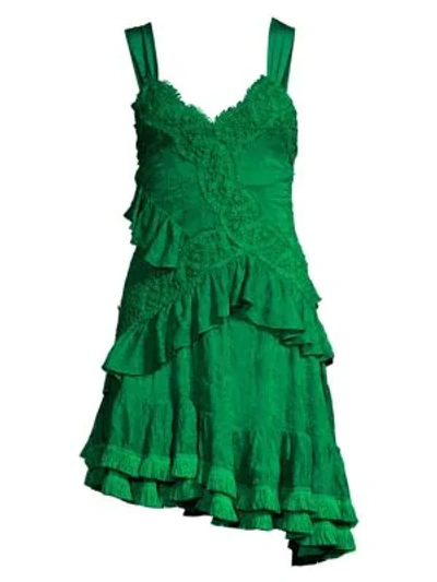 Shop Alexis Lakshmi Ruffle Lace Mini Dress In Emerald Green