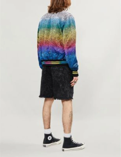 Shop Amiri Rainbow Leopard-print Silk Bomber Jacket In Black  White