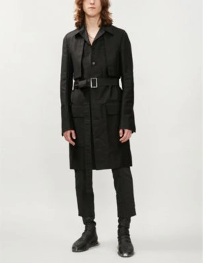 Shop Rick Owens Spread-collar Cotton-twill Trench Coat In Black