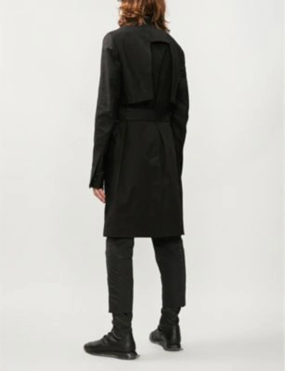 Shop Rick Owens Spread-collar Cotton-twill Trench Coat In Black