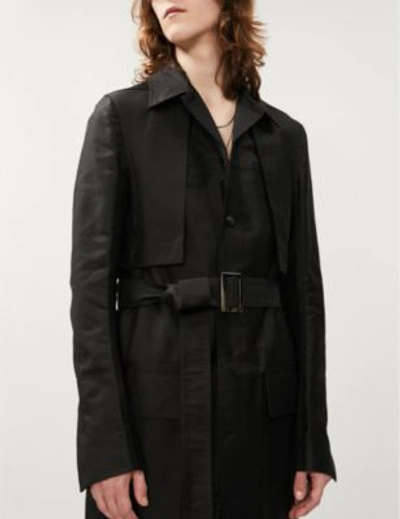 Shop Rick Owens Spread-collar Cotton-twill Trench Coat In Black