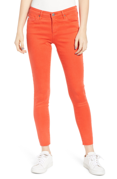 Shop Ag The Legging Ankle Super Skinny Jeans In Molten Coral