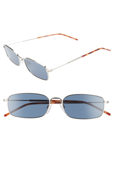 Shop Tommy Hilfiger 55mm Rectangle Sunglasses In Palladium/ Blue
