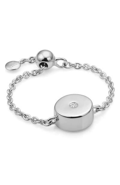 Shop Monica Vinader Linear Solo Diamond Friendship Chain Ring In Silver