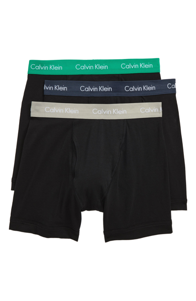 Shop Calvin Klein 3-pack Boxer Briefs In Black/ Grey/ Tourney/ Indigo