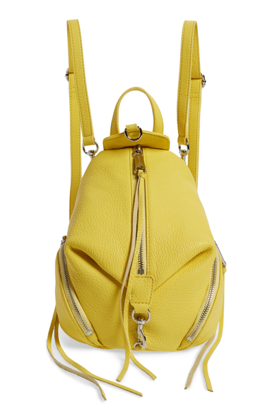 Shop Rebecca Minkoff Mini Julian Pebbled Leather Convertible Backpack - Yellow In Capri Yellow