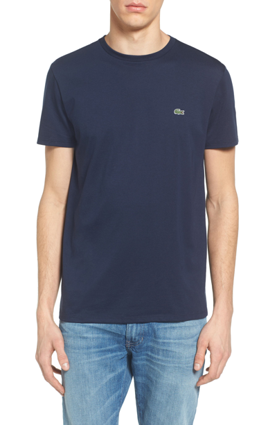 Shop Lacoste Pima Cotton T-shirt In Navy Blue