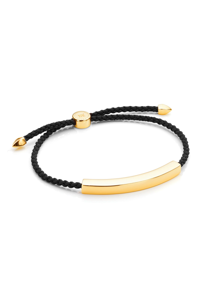 Shop Monica Vinader Friendship Bracelet In Black/ Yellow Gold