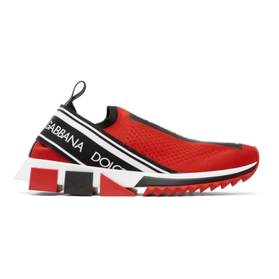 Shop Dolce & Gabbana Red Branded Sorrento Sneakers