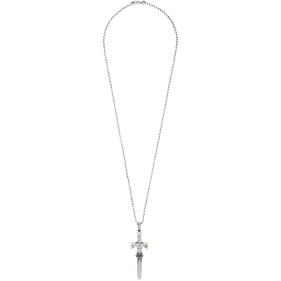 Shop Luka Sabbat X Monini Silver Encrusted Skull Pendant Necklace In 31.8gsilver