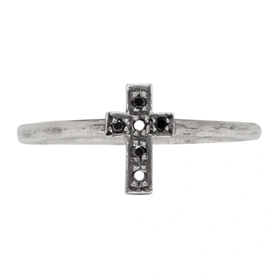 Shop Luka Sabbat X Monini Silver Baby Cross Encrusted Ring