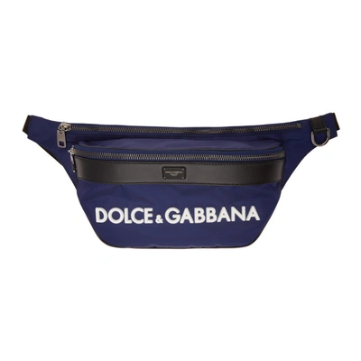 Shop Dolce & Gabbana Blue Logo Pouch