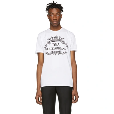 Shop Dolce & Gabbana Dolce And Gabbana White Dna Logo T-shirt In Hwy67 Bianc