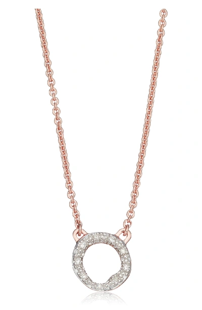 Shop Monica Vinader Riva Diamond Circle Pendant Necklace In Rose Gold/ Diamond